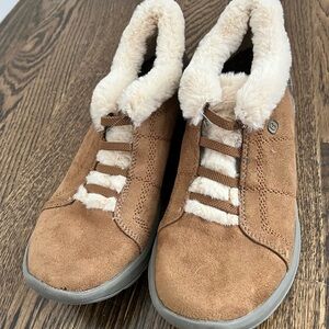 Bzees Women's Tan Suede Sneakers with Cream Lining